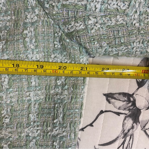 Vintage Carlisle Tweed Aqua Seafoam Long Sleeve Wool Blend Button Blazer Size 14 - Picture 8 of 9